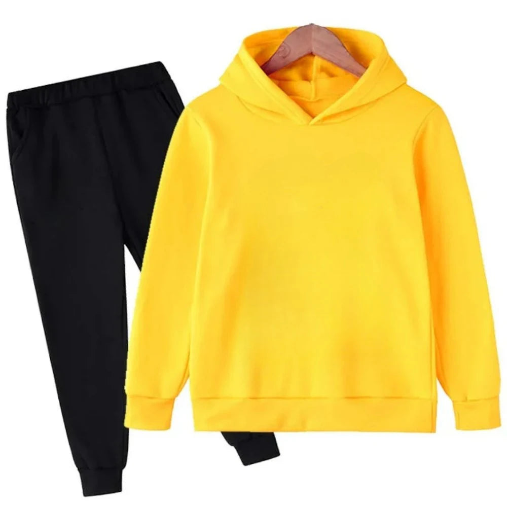 Autumn Winter Children 2Pcs Set Fashion Sports Hoodie+Pants Suits 4-14 Years Boys Girls Casual Outfits Tracksuits Kids Clothing