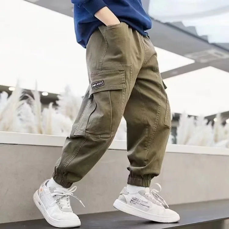100% Cotton Cargo Pants for Boys | Spring Autumn 2025 New Release | Medium To Large Kids Casual Wear