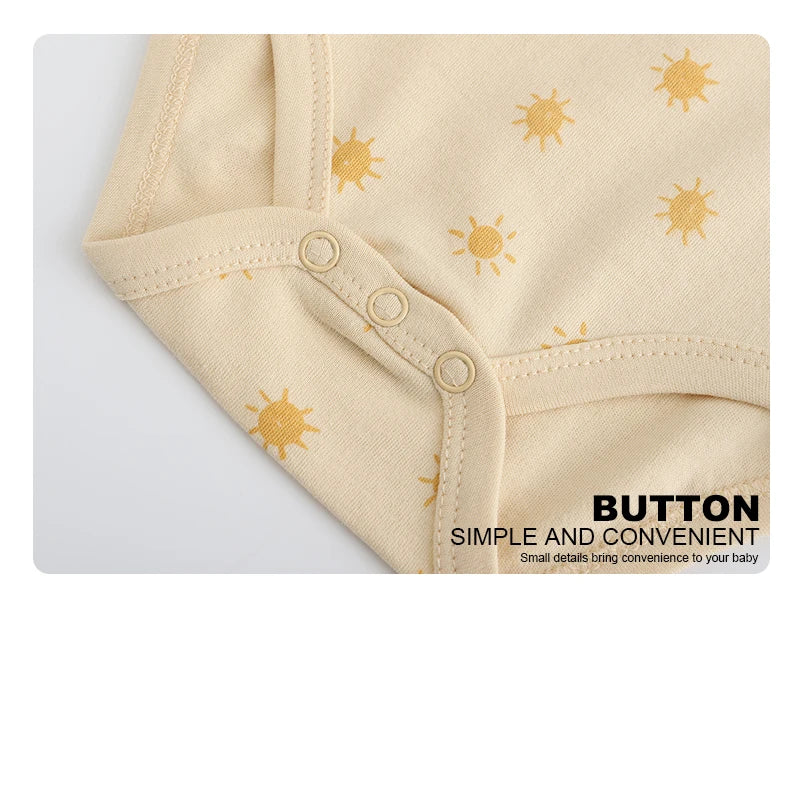 Kiddiezoom 5-piece fashionable cartoon boy and girl jumpsuit 100% pure cotton comfortable newborn jumpsuit summer