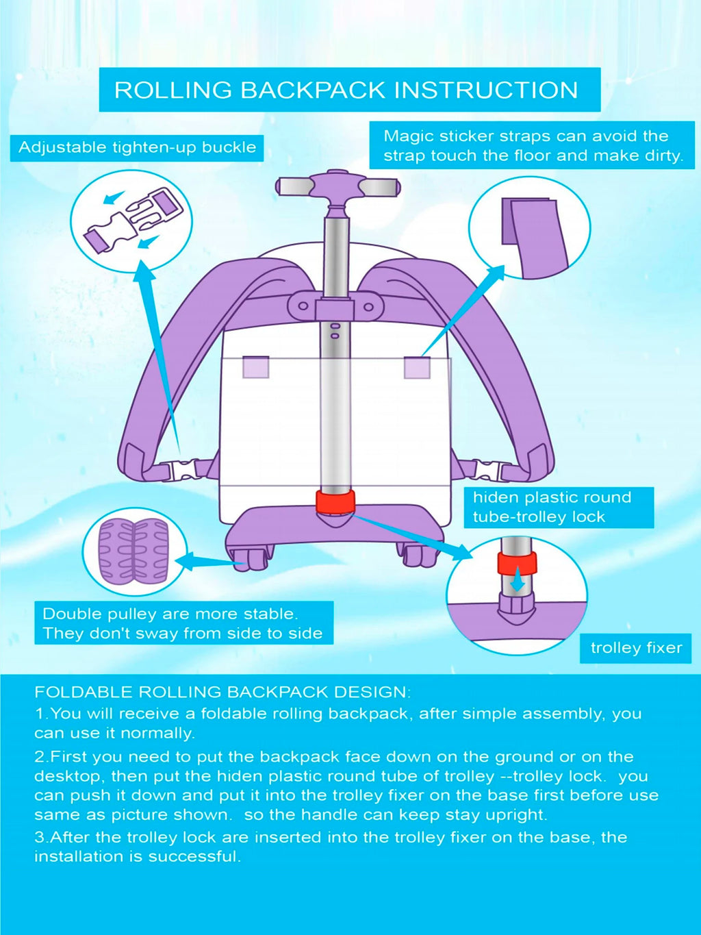 3PCS set Rolling Backpack For Girls, Cute Cartoon Cat Sequin Wheeled Bookbag For Elementary Students, With Lunch Box And Pen Bag