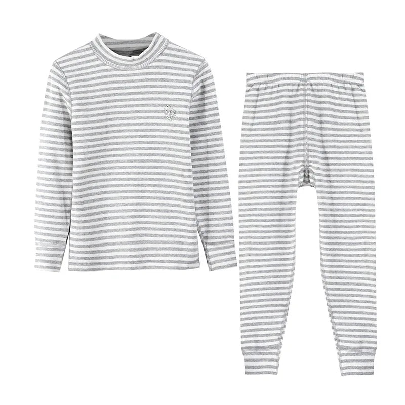 Thermal Underwear for Boys Cotton Thicken Warm Autumn Winter Teenage Children Underwears Set Solid Two Pieces Girls Clothing Set