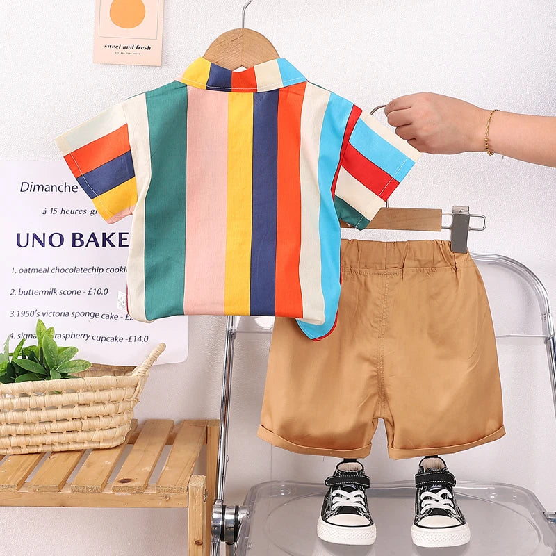 New Summer Baby Boys Clothes Children Striped Shirt Pants 2Pcs/Sets Toddler Casual Costume Kids Tracksuits Infant Outfits