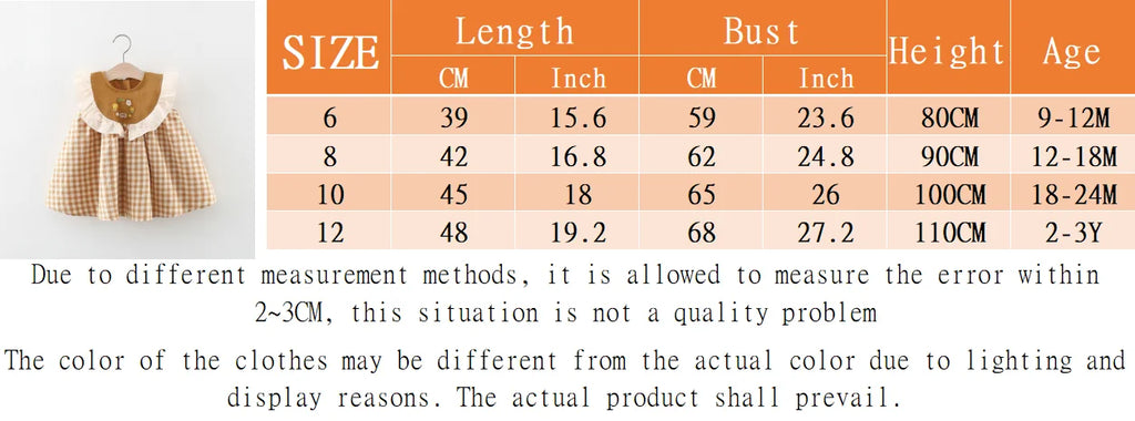 (9 Months -3 Years Old) Summer New Brown Checkered Baby Girl Dress, Simple Korean Style Children'S Clothing