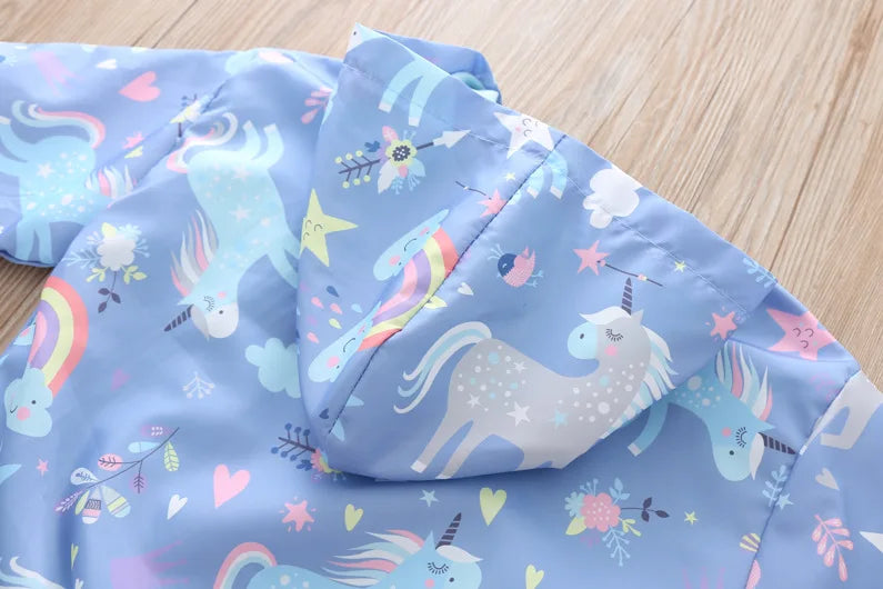 Fashion Kawaii Children's Jackets for Boys Girls Pink Blue Autumn Clothes 1 to 2 3 4 5 6 7 8 9 Years 2024 Kids Hoodie Waterproof