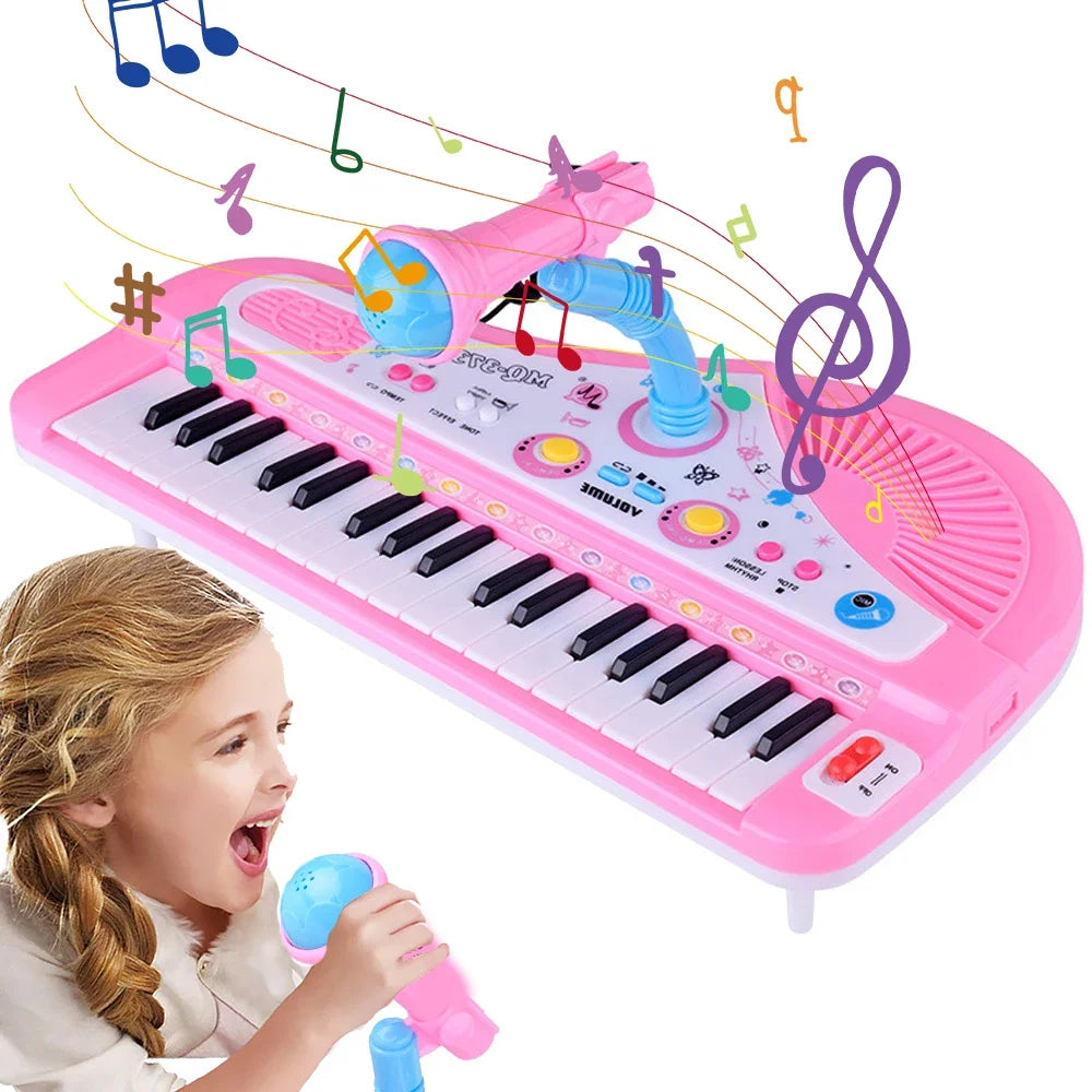 37 Keys Kids Electronic Piano with Microphone Educational Toys Musical Instrument for Kids Toddlers Boys Girls Birthday Gift