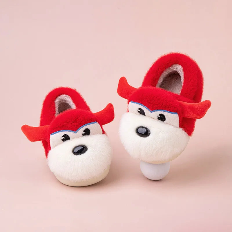 Kids'Slippers House Shoes Cartoon Hello Kitty Winter Shoes For Children Warm Cotton Fur Anti-slip White Pink Shoes Size13cm-18cm