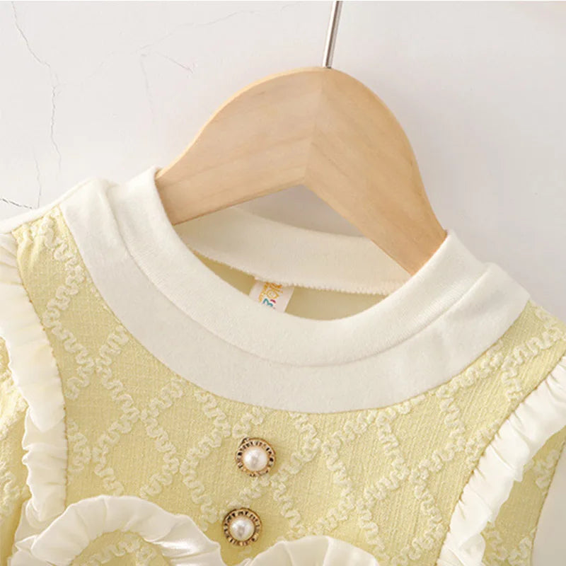 (9 Months -3 Years Old) Spring And Autumn New Sweet Bow Baby Girl Dress, Princess Style Children'S Long Sleeve Clothes