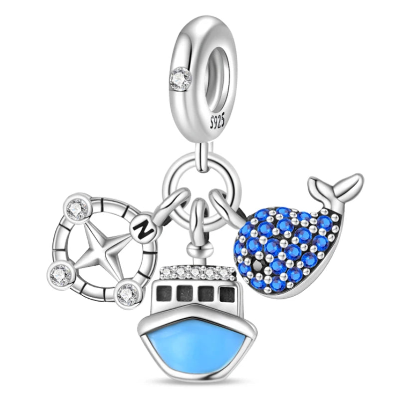 Hot Sale 925 Sterling Silver Ocean World Series Sea Turtle Starfish Little Crab Octopus Charms Bead Fit 925 Bracelet DIY Jewelry