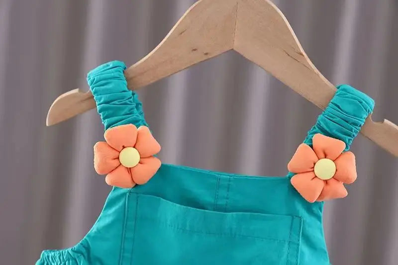 New Summer Baby Clothes Suit Children Girls Cute Short Sleeved T-Shirt Overalls 2Pcs/Sets Toddler Casual Costume Kids Tracksuits