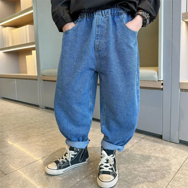2025 New Boys' Denim Jeans 2025 Trendy Tween Boys Casual Long Pants Boys' Relaxed Fit Jeans Hot Sale
