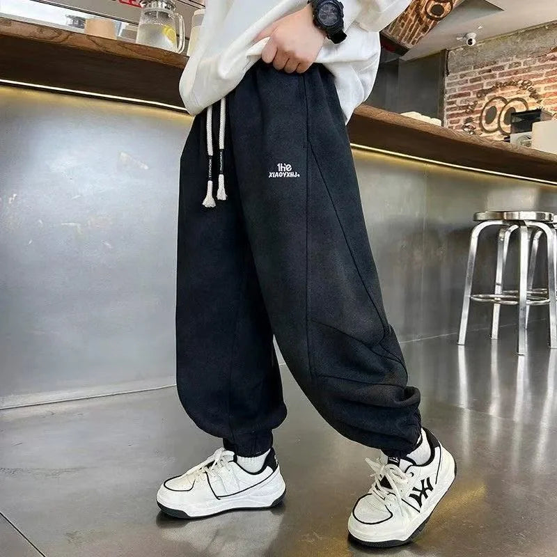 New 2025 Boys' Korean Style Loose Sweatpants - Trendy Tie-Dye Casual Pants for Big Kids (Spring Autumn)