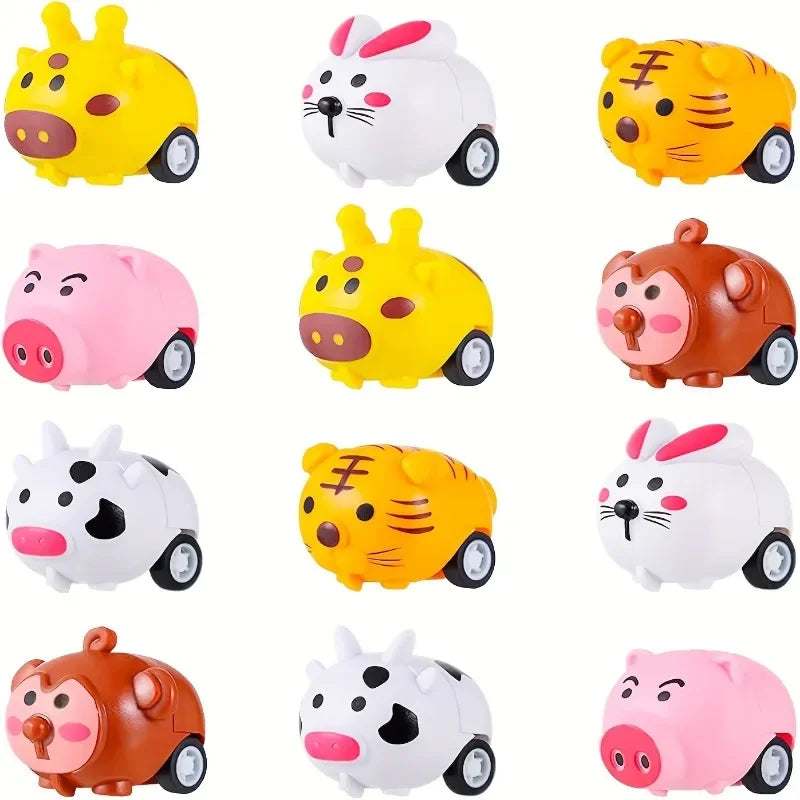 Animals Pull Back Cars Friction Powered Push and Go Back and Forth Vehicles Car Toys Racing Car Playset Toys Christmas Gift