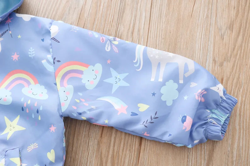 Fashion Kawaii Children's Jackets for Boys Girls Pink Blue Autumn Clothes 1 to 2 3 4 5 6 7 8 9 Years 2024 Kids Hoodie Waterproof