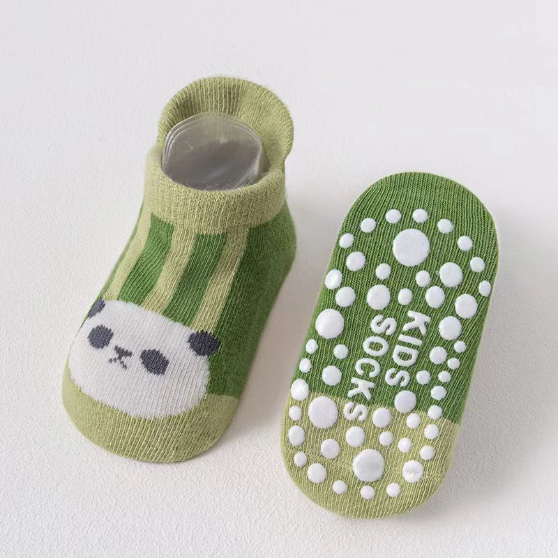 6 Pairs Spring Summer Kids Cotton Socks Children Autumn Cute Cartoon Animal Pattern Comfy Breathable Baby Non-slip Floor Socks