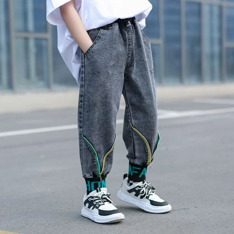Kids' Loose Fit Dad Jeans for Boys & Girls, Big Kids Spring Autumn School Jeans, Stylish & Trendy Long Pants
