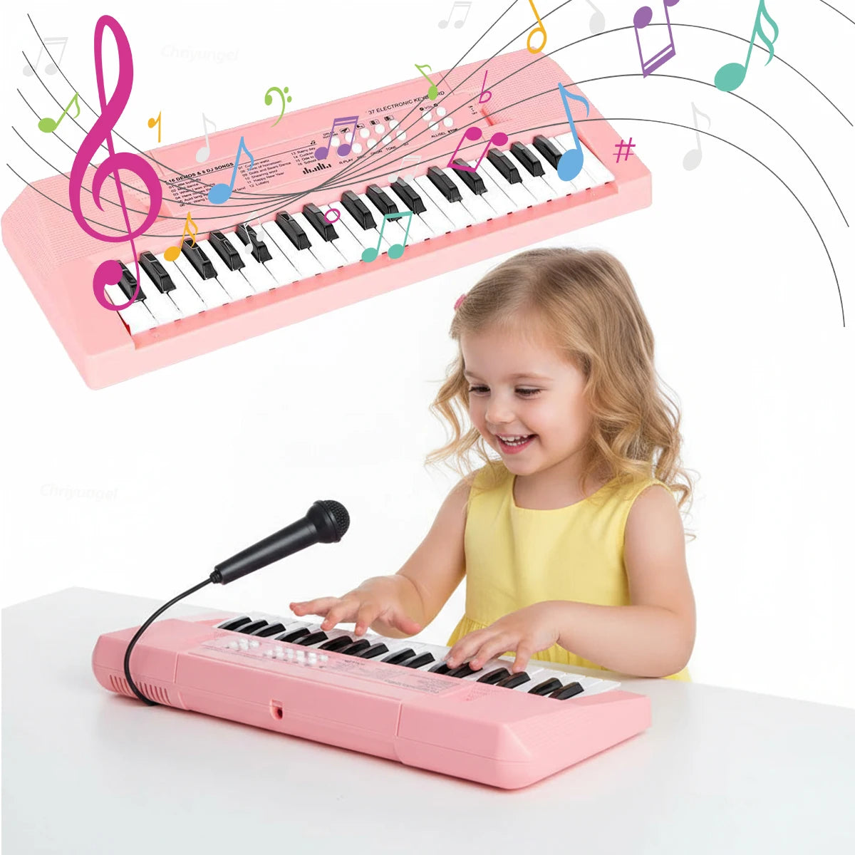37 Keys Kids Electronic Piano with Microphone Educational Toys Musical Instrument for Kids Toddlers Boys Girls Birthday Gift