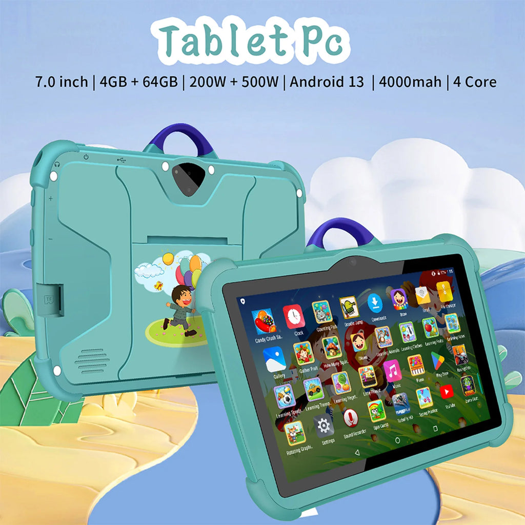 New 7 Inch Android 13 Learning Education Kids Tablets Quad Core 4GB RAM 64GB ROM Cheap Simple Children's favorite Tablet Pc