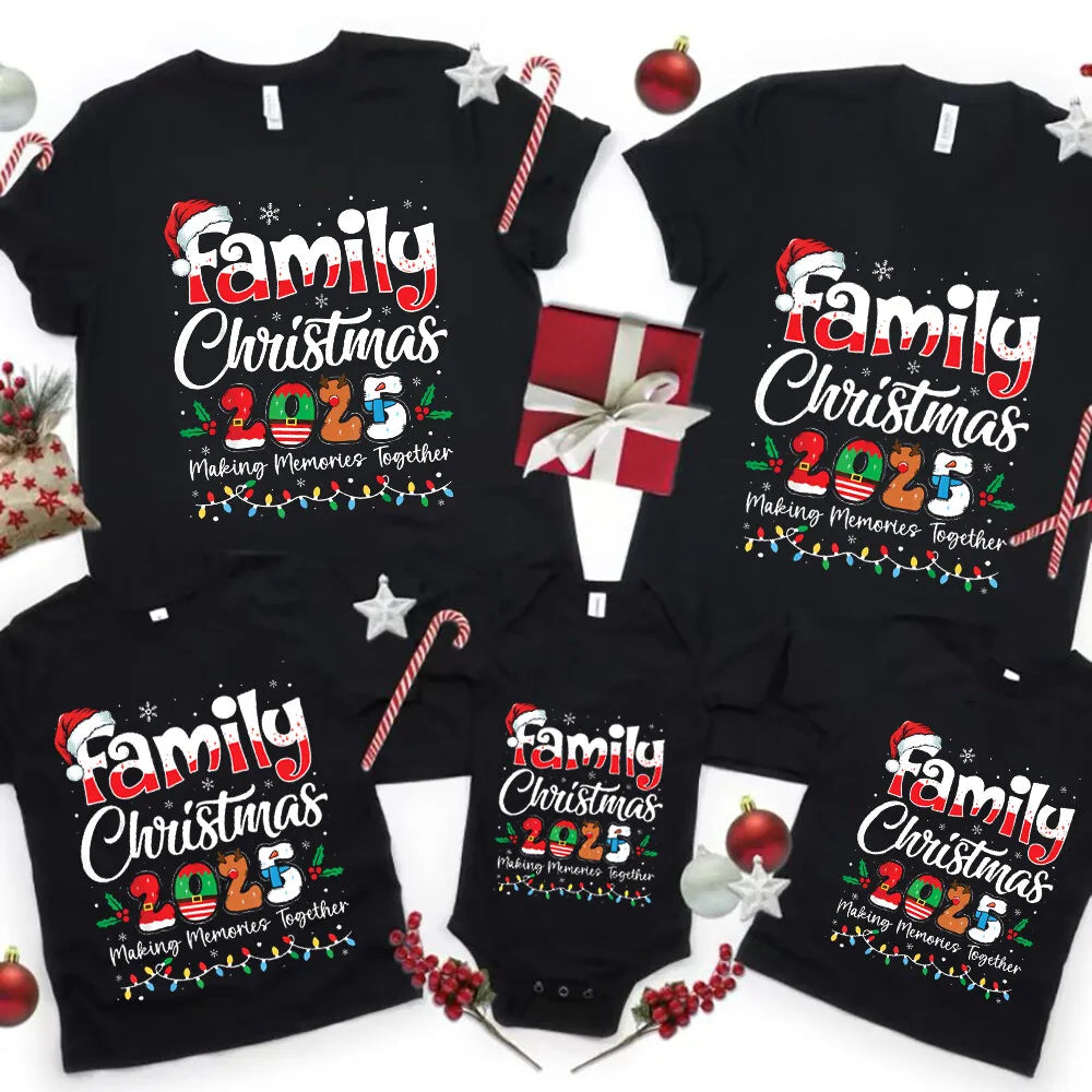 Family Christmas 2025 Print Family Matching Outfits Fashion Comfy Short Sleeve Tee Shirt Outfit Christmas Day Holiday Clothes