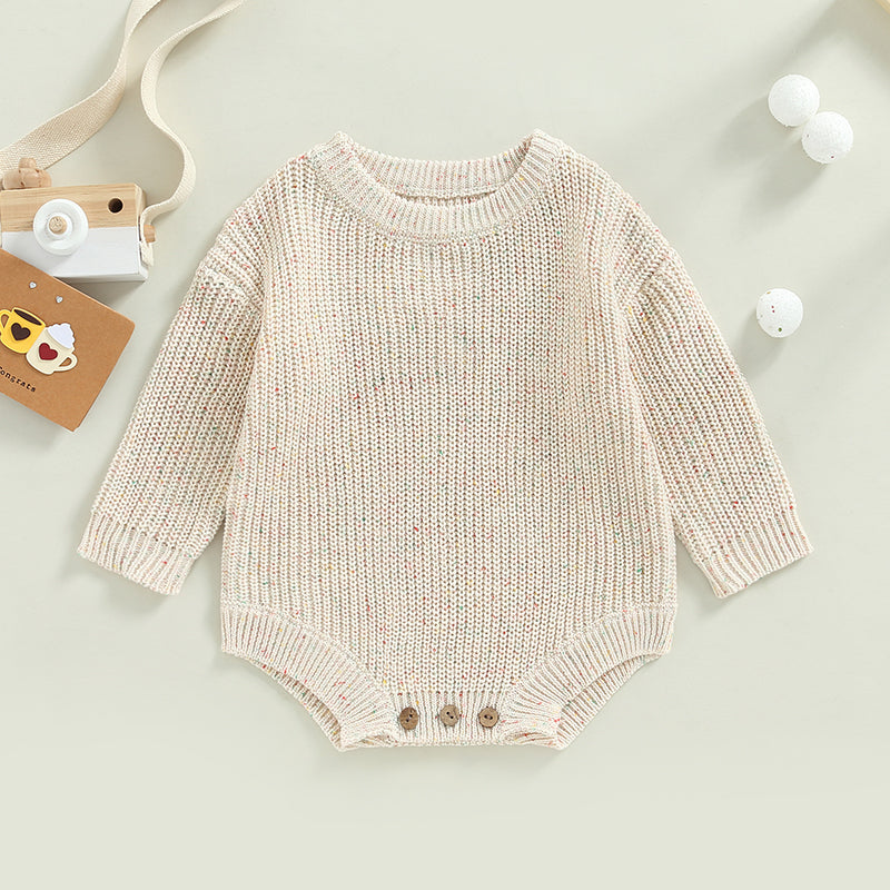 Newborn Baby Girls Boys Knitted Sweater Romper Long Sleeve Crew Neck Solid Color Jumpsuits Autumn Winter Infant Bodysuits Warm