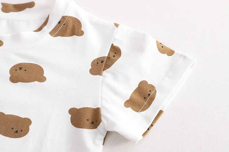 New Summer Baby Girls Clothes Suit Children Boys Cartoon T-Shirt Strap Shorts 2Pcs/Sets Toddler Casual Costume Kids Tracksuits