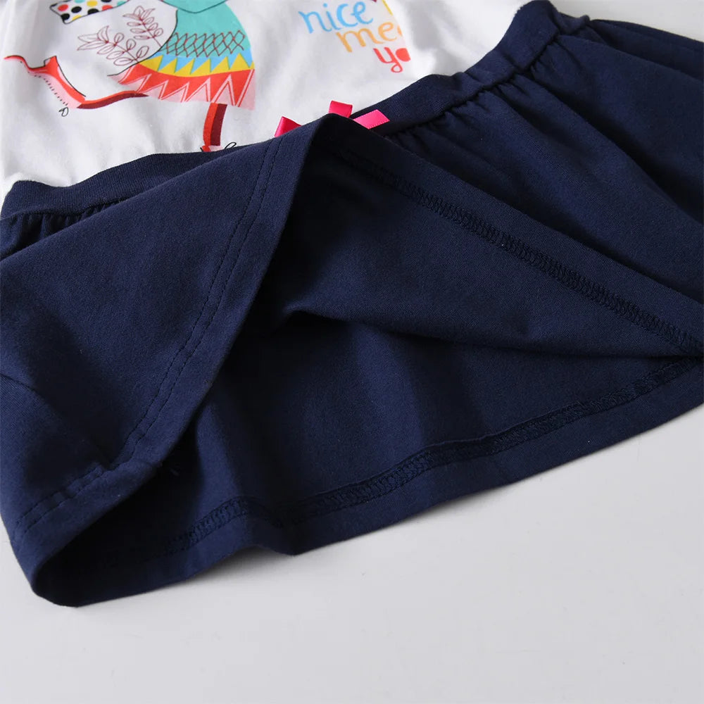 VIKITA Kids Cotton Dress Toddlers Long Sleeve Autumn Spring Doll Floral Print Dresses Girls Casual School Daily Cute Dress 3-8Y