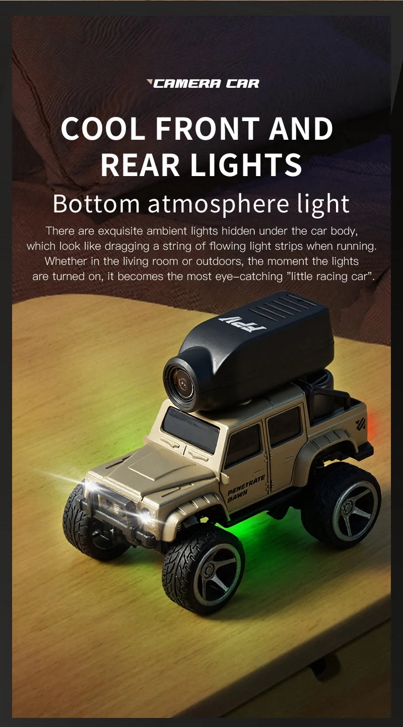 KF32 1:64 RC Mini Climbing Alloy Video Car With LED Light  and HD Camera Radio Remote Control Vehicle Toy for Kids Best Gift