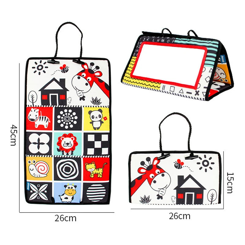 Baby Mirror Tummy Time Toys Black And White For Babies Montessori Development Crawl Toys Contrast Newborn Baby Activity Mirror