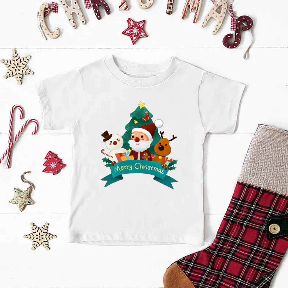 Christmas Santa Claus Print Family Clothes Family Matching Soft Clothing Mother Father Daughter Son T-Shirt Clothes