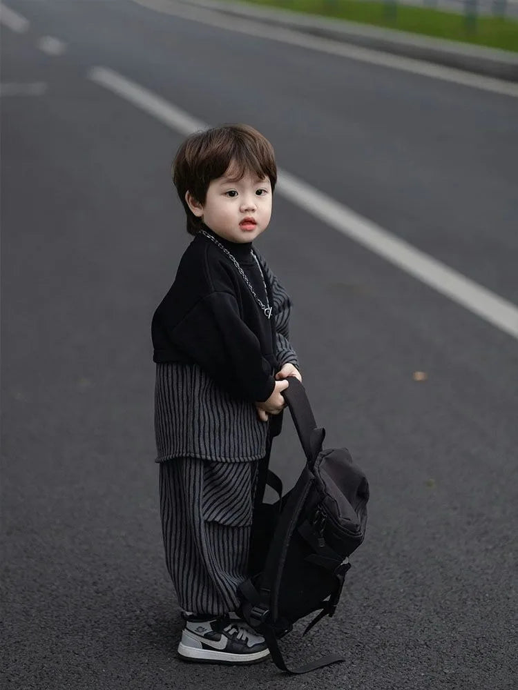 Fleece-Lined Hoodies Set Kids Clothes Boys Children's Suit for Boy Boy´s Clothing Winter 8 10 Year Old Sets Outdoor Top Bottom