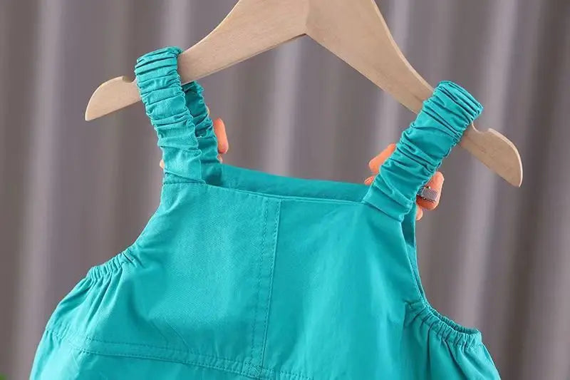 New Summer Baby Clothes Suit Children Girls Cute Short Sleeved T-Shirt Overalls 2Pcs/Sets Toddler Casual Costume Kids Tracksuits