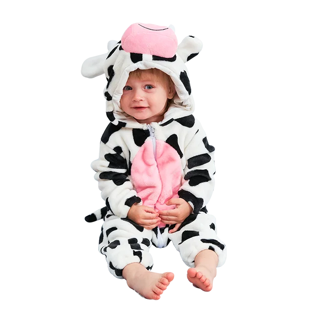 MICHLEY Halloween Costume Infant Baby Clothes Rompers Winter Flannel Hooded Bodysuits Pajamas Animals Overall Jumpsuit For Bebe