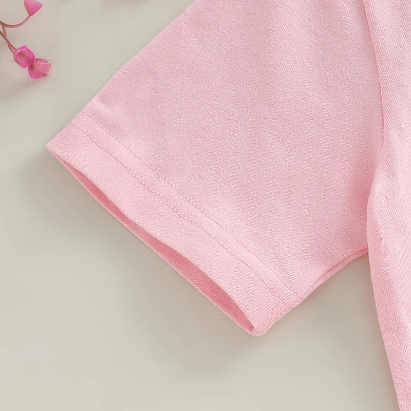 Girls Short Sleeve Crew Neck T-Shirt with Fun School Print Loose Fit Top for Spring and Summer Cute and Comfortable