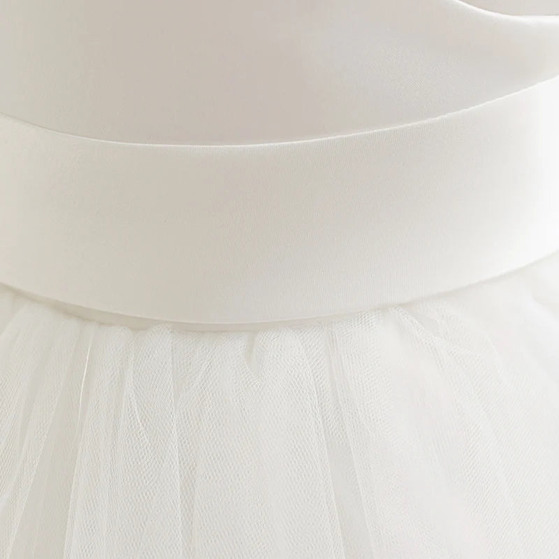 Baby Kids Green Lace Dresses For Children Girl Sleeveless Princess Gown Birthday Party Flower Girls White Dress