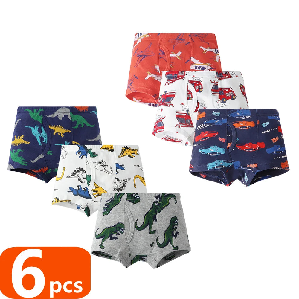 1/3/6 pcs Boys Boxer Briefs Sets 2025 New Kids Cotton Underwear Boy Underpants Teenager Dinosaur Print Soft Children Panties