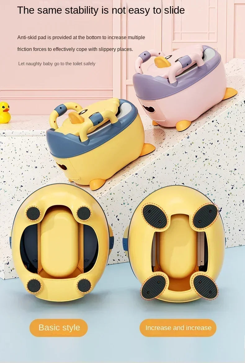 Potty Training Toilet for Kids Household Cute Cartoon Duck Soft Hard Cushion Clamshell Waist Guard Toilet Baby Toilet Supplies