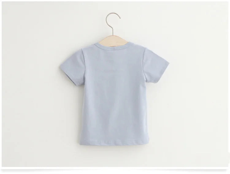 2025 Summer 2 3 4 6 8 10 Years Children Cotton Cartoon Star Bird Cat Rabbit Animal Print Short-Sleeve T-Shirt For Kids Baby Girl