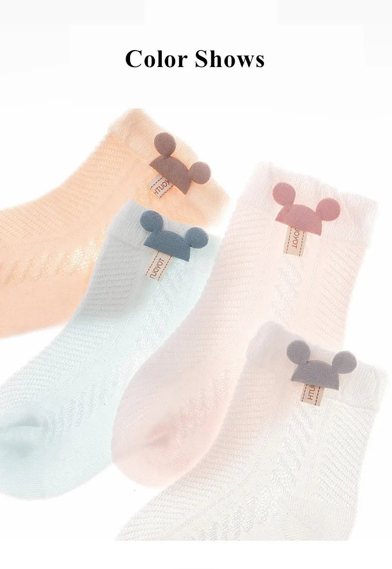 4Pairs/Lot Summer Baby Mesh Thin Socks Cartoon Soft Cotton Newborn Sock Princess Infant Toddler Girls Cute Breathable Socks