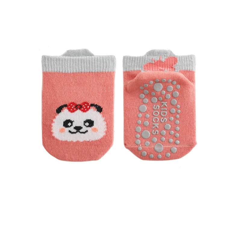 6 Pairs Spring Summer Kids Cotton Socks Children Autumn Cute Cartoon Animal Pattern Comfy Breathable Baby Non-slip Floor Socks
