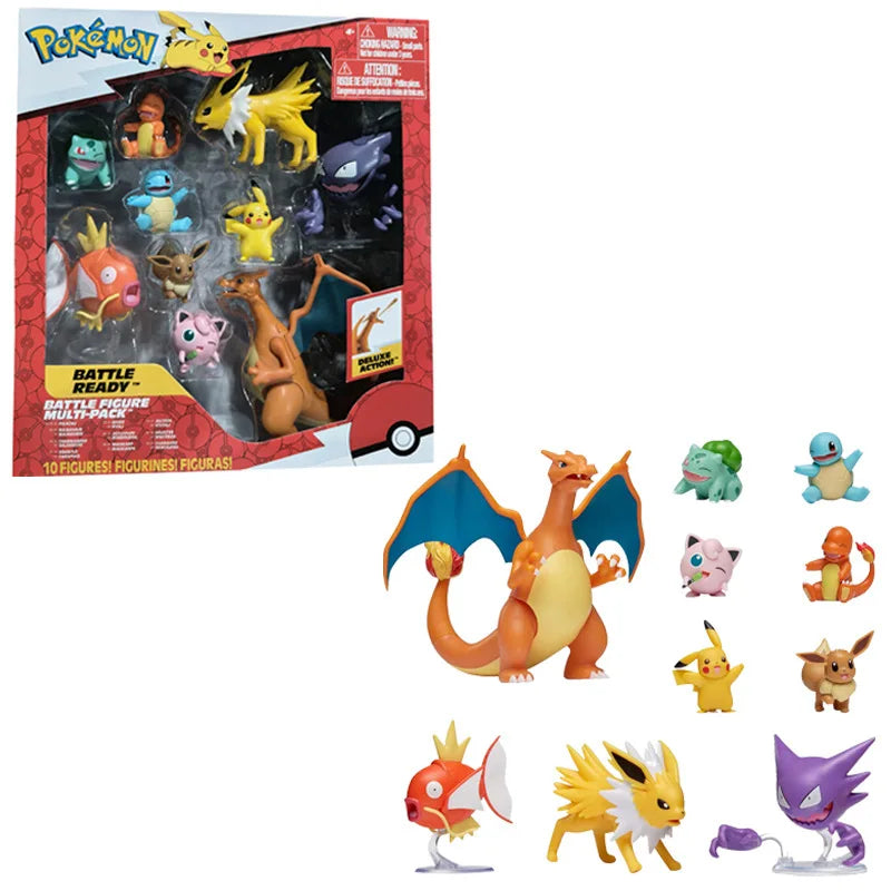 Pokemon Ultimate Battle Figures Pikachu Bulbasaur Eevee Pocket Monsters Battle Doll Anime Action Figurine Model Suit Toys Gifts