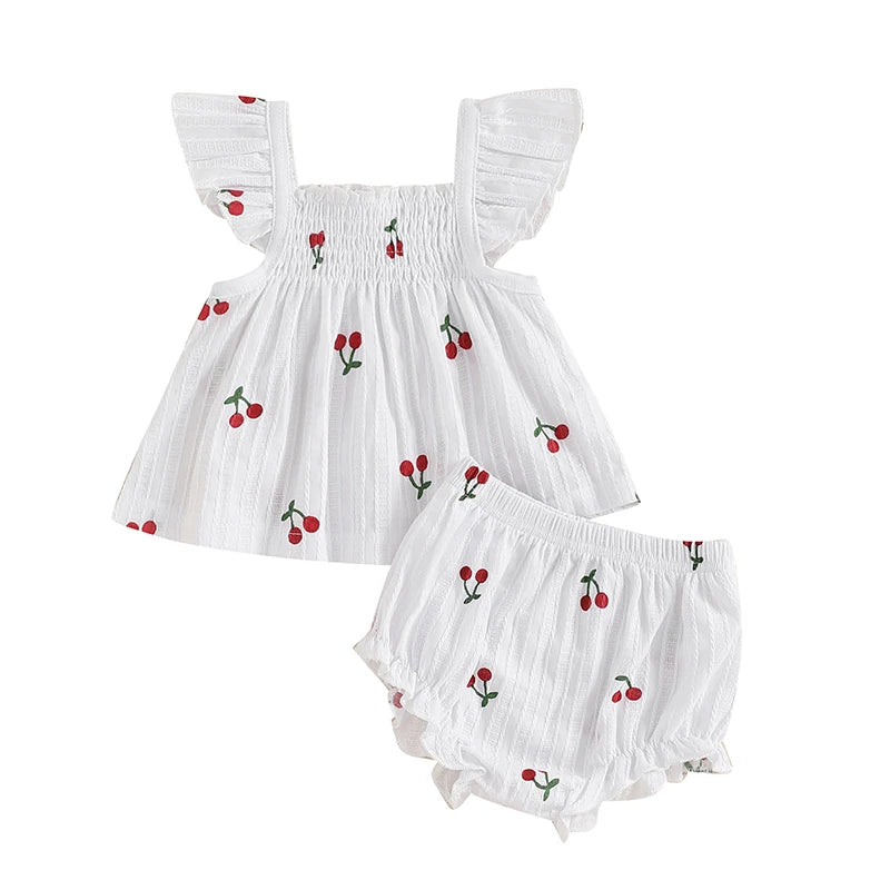Toddler Girl Floral Print Ruffle Sleeve Top and Shorts Set Elastic Waistband Summer Outfit 2 Piece Baby Girl Clothes