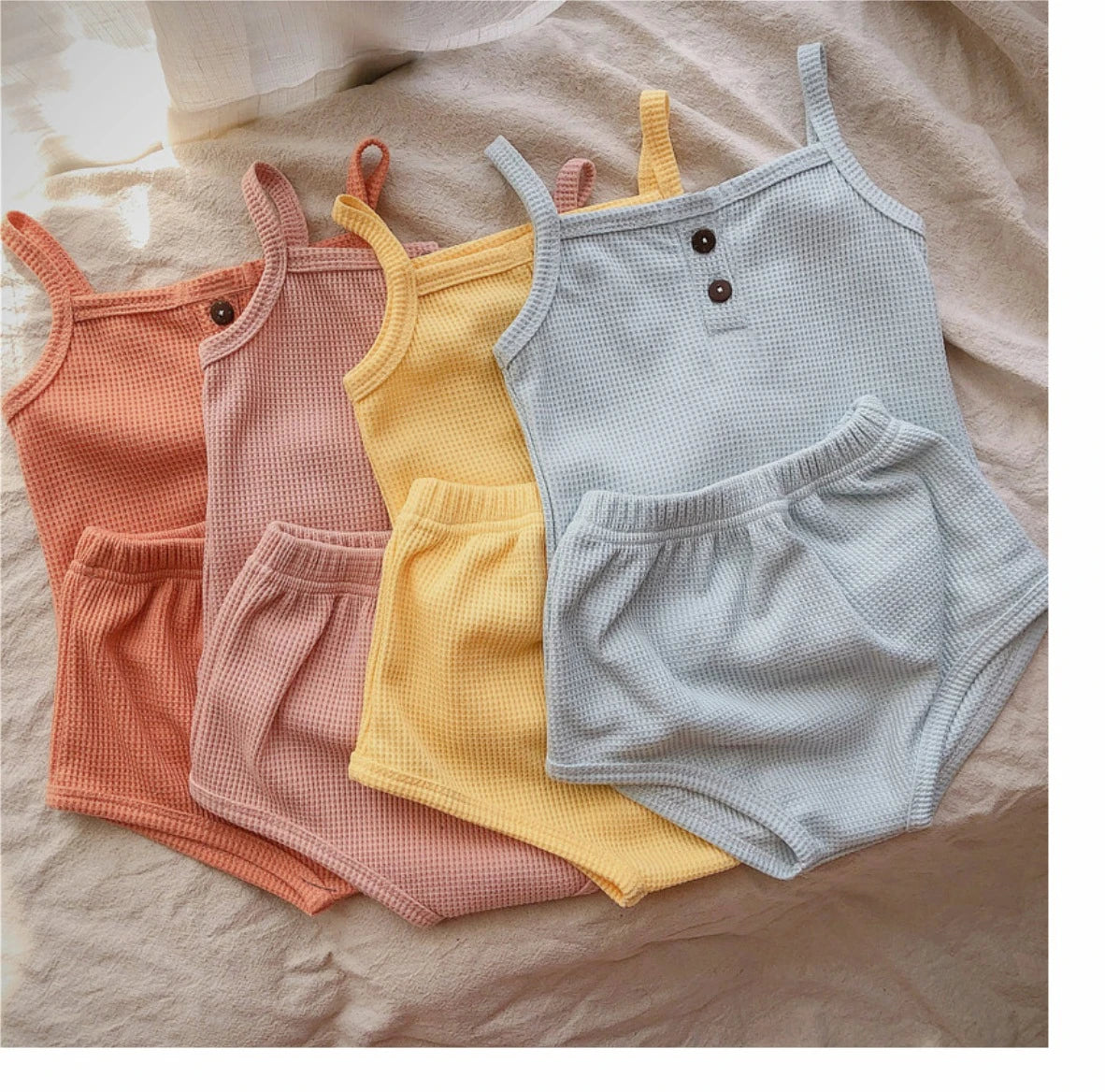 Baby Summer Clothing New Soft Homewear Newborn Baby Boys Girls Clothes Cool Camisole With Short Jumpsuit Outfits Kids Costume