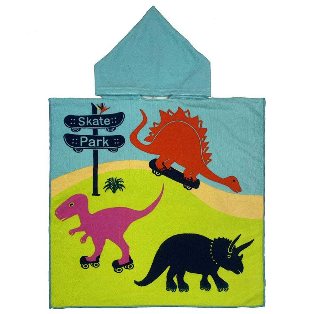 Children Bathing Stuff Kids Hooded Cape Towel Boy Shark Bathrobe Baby Dinosaur Bath Towel Girls Unicorn Beach Towel Wrap Blanket