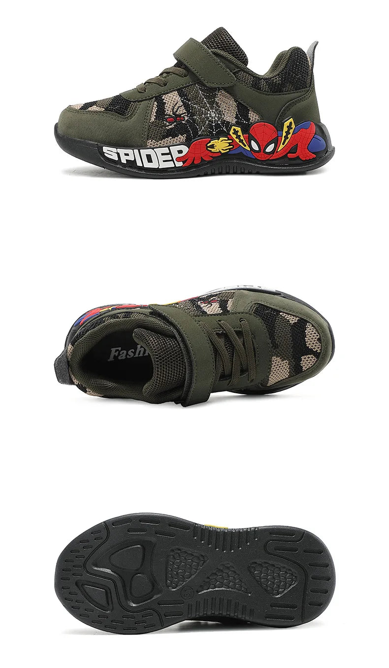 Disney Shoes Children Camouflage Green Sneaker Shoes For Kid Walking PU Breathable Shoes Size 26-35