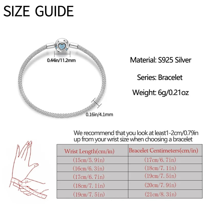 Bracelet Silver 925 Original 17-20CM Star Moon Sun Four Leaf Clover Green Zircon Bracelets Fit DIY Charms Birthday Jewelry Gifts