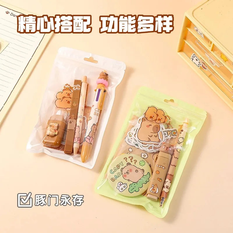 1 Set Wholesale Capybara Stationery Set Primary School Season Gift Learning Stationery Gift Pack Reward Class Prizes