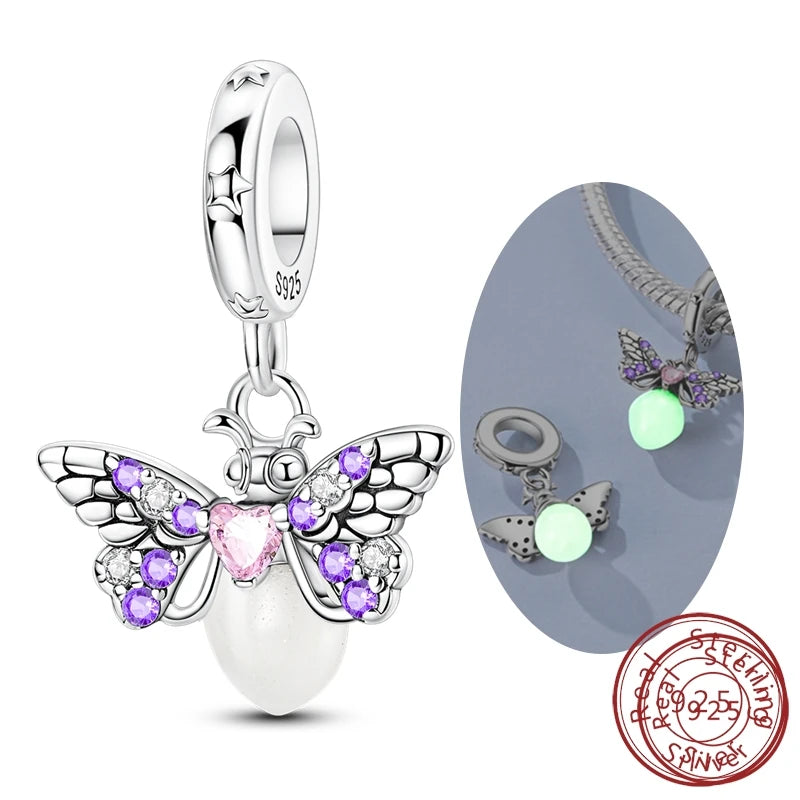 925 Sterling Silver Charms Firefly Cat Dog Coconut Charms Beads Pendant Fit Original Pendant Bracelet DIY Fine Jewelry For Women