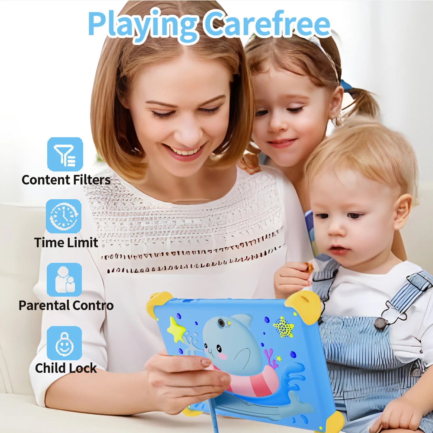 7 Inch 5G Kids' Tablet with Cartoon Pattern Android Learning Education PC with Kids-Proof Case 4000mAh Tablet