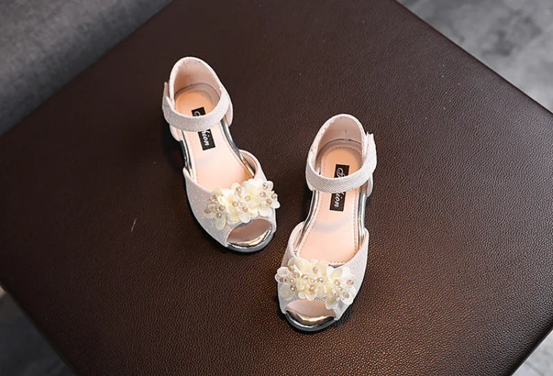 Girls Rhinestone Flower Shoes Low Heel Flower Wedding Party Dress Pump Shoes Princess Shoes For Kids Toddler