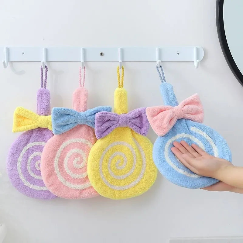 Lollipop Hand Towels Kitchen Washcloths Kids Washcloths Kitchen Dish Cloths Hanging Hand Towels Towel for Kids with Hanging Ring