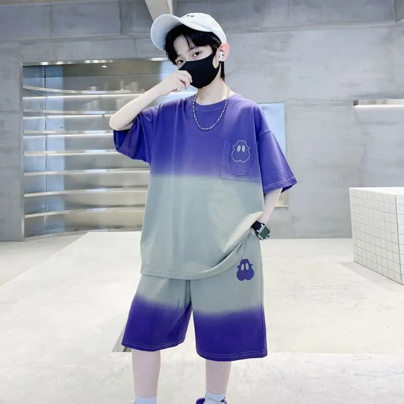 Gradient Sportswear Set 2025 New Children's Clothing Clothes for Cotton Boys Kids Sweatshirt Tracksuit Boy 8 10 Year Old Top